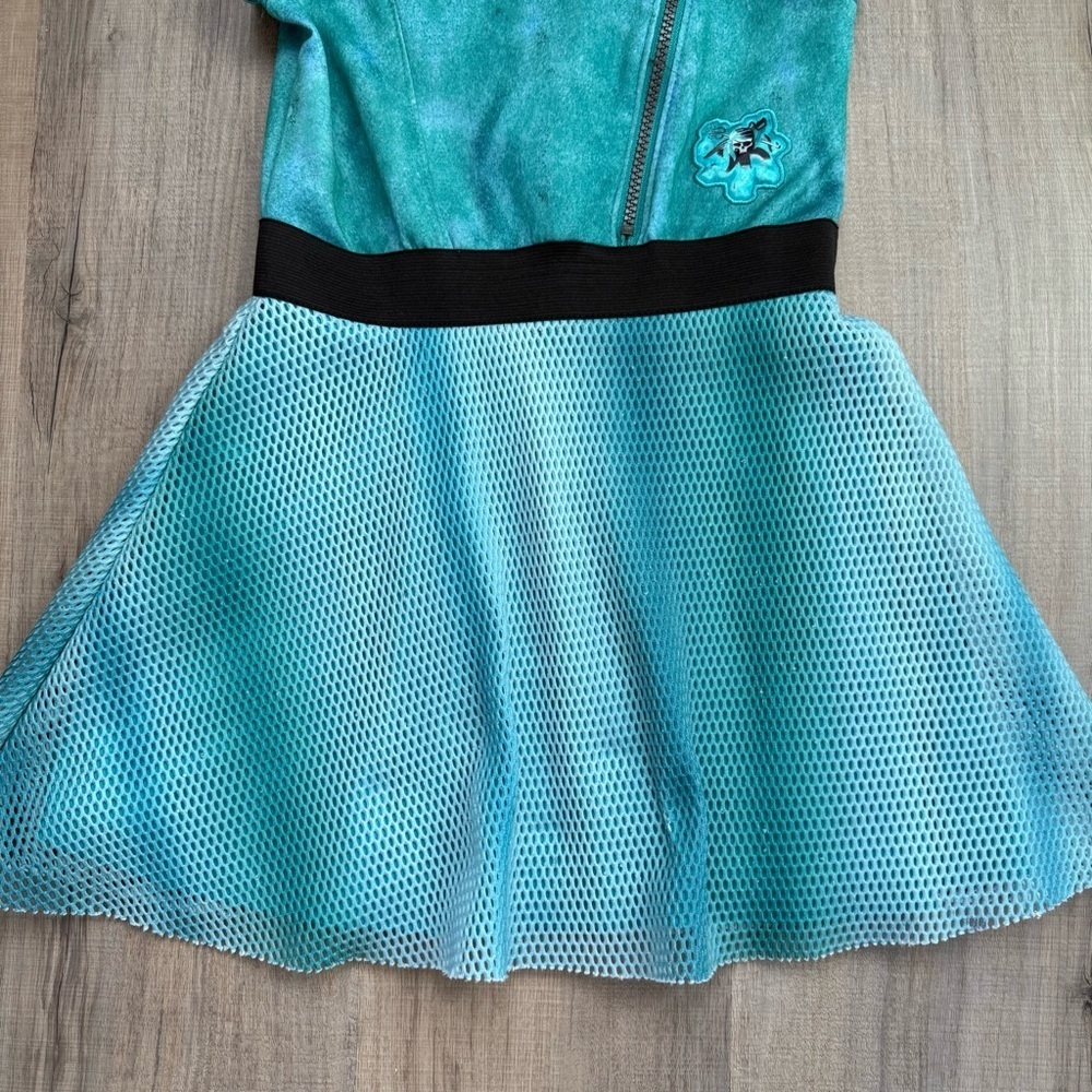 Disney Descendants 3 Teal and Black Kids Costume Size S 6 Mesh Dress - Picture 5 of 8
